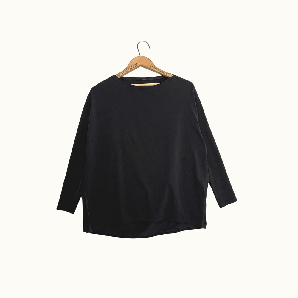 Lululemon Back in Action Long Sleeve Shirt Black Boat Neck Relaxed Fit Size 6